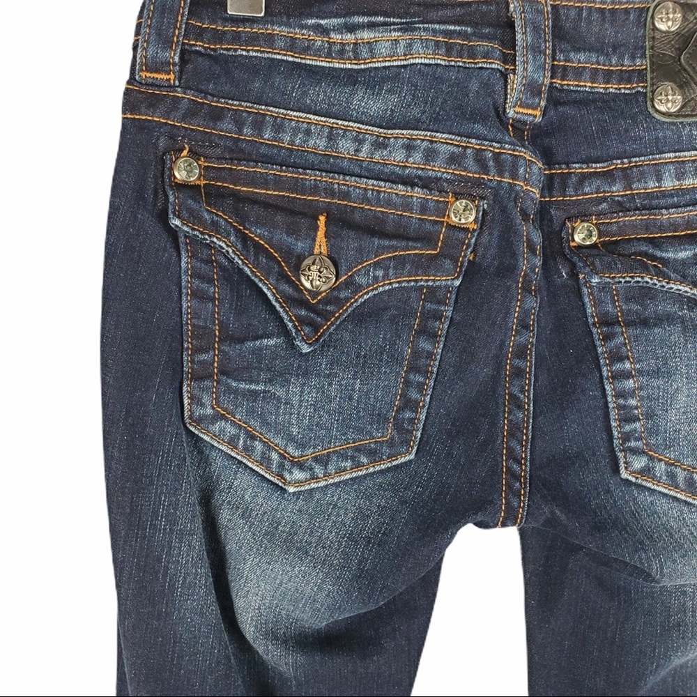 Miss Me Signature Rise Bootcut Jeans Dark Wash Embellished Size 27 - Picture 5 of 10